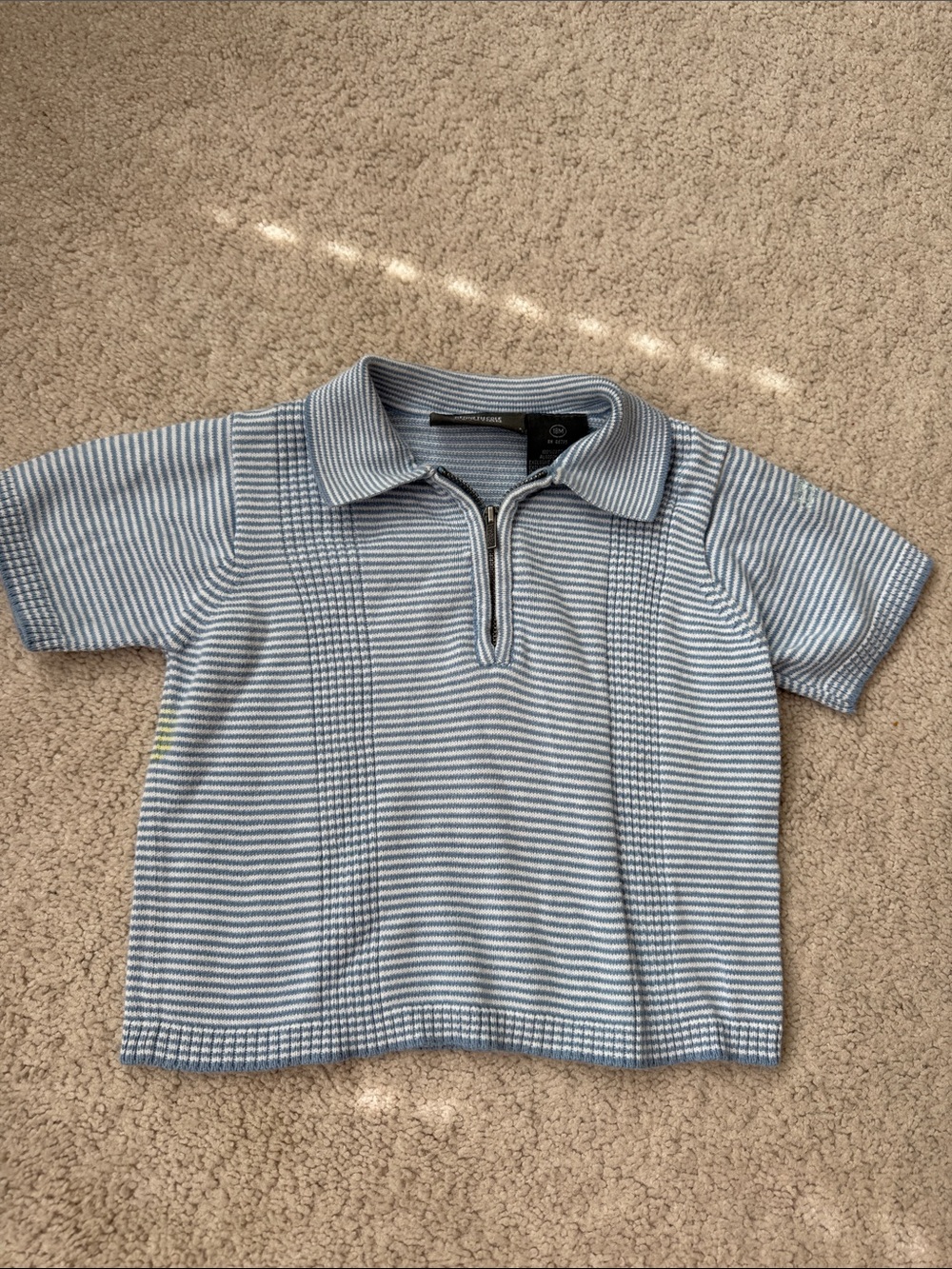 Kenneth Cole Reaction Light Blue & White Striped Knit Polo